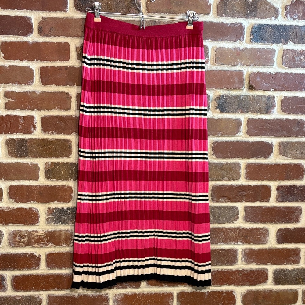 Dolan Striped Red and Black Pleated Skirt size small
